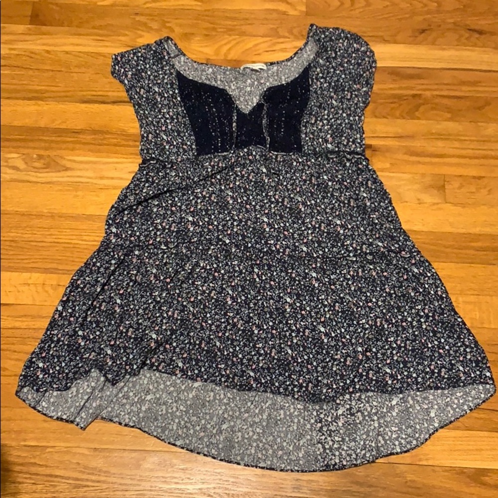 American Eagle blue boho floral dress- size large